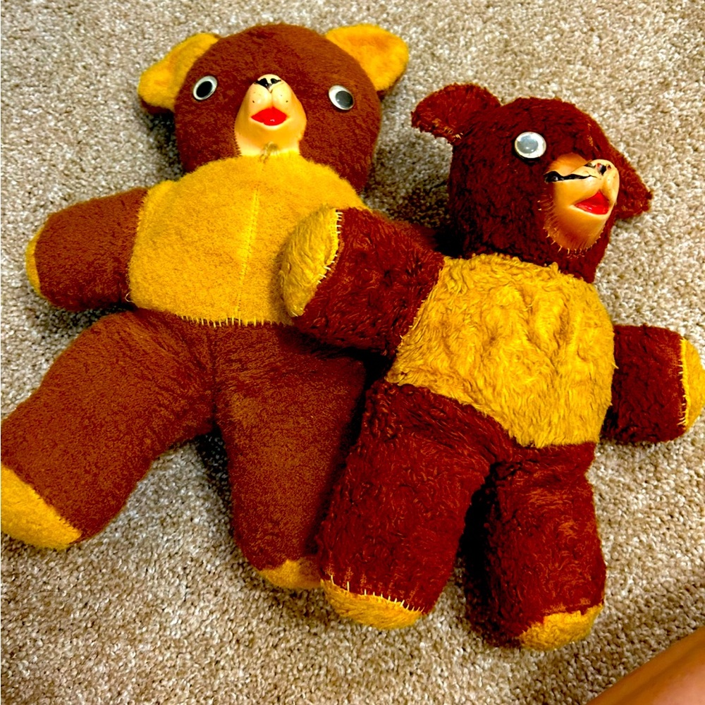 2 Matching 1960a Vintage Stuffed Animal Bears
